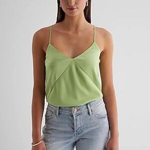 EXPRESS Satin Seamed V-Neck Cross-Back
Downtown Cami in Celery Green